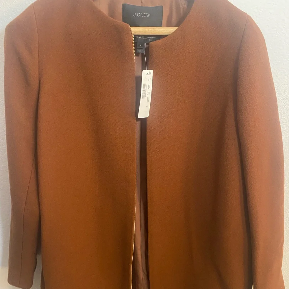 JCREW Double Cloth Collarless Coat Rust Color - Picture 7 of 11